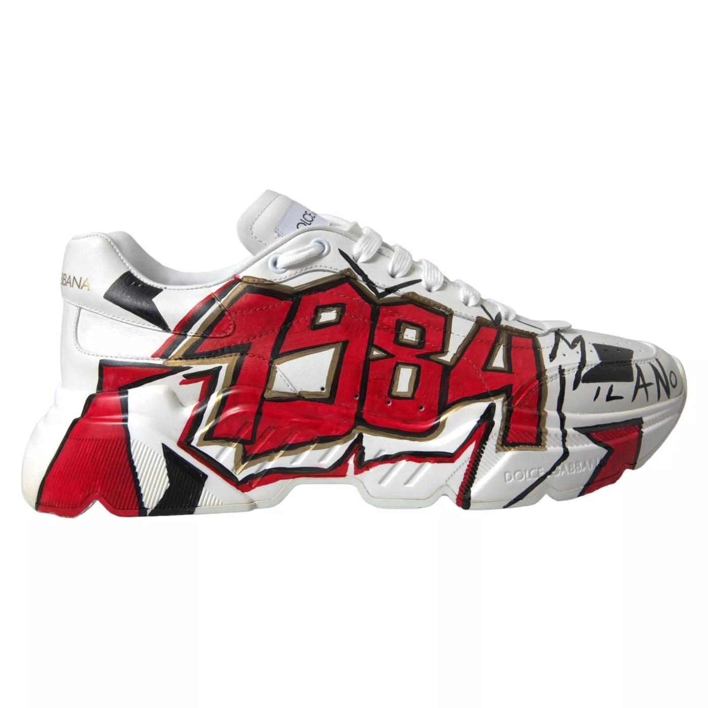 Dolce & Gabbana Weiß Daymaster Hand gemalt Turnschuhe
