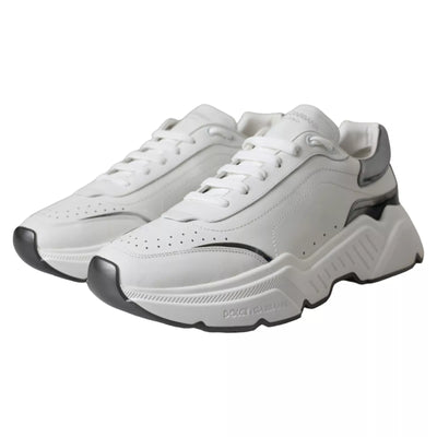 Dolce & Gabbana Weiß Silber Leder Sport DAYMASTER Turnschuhe