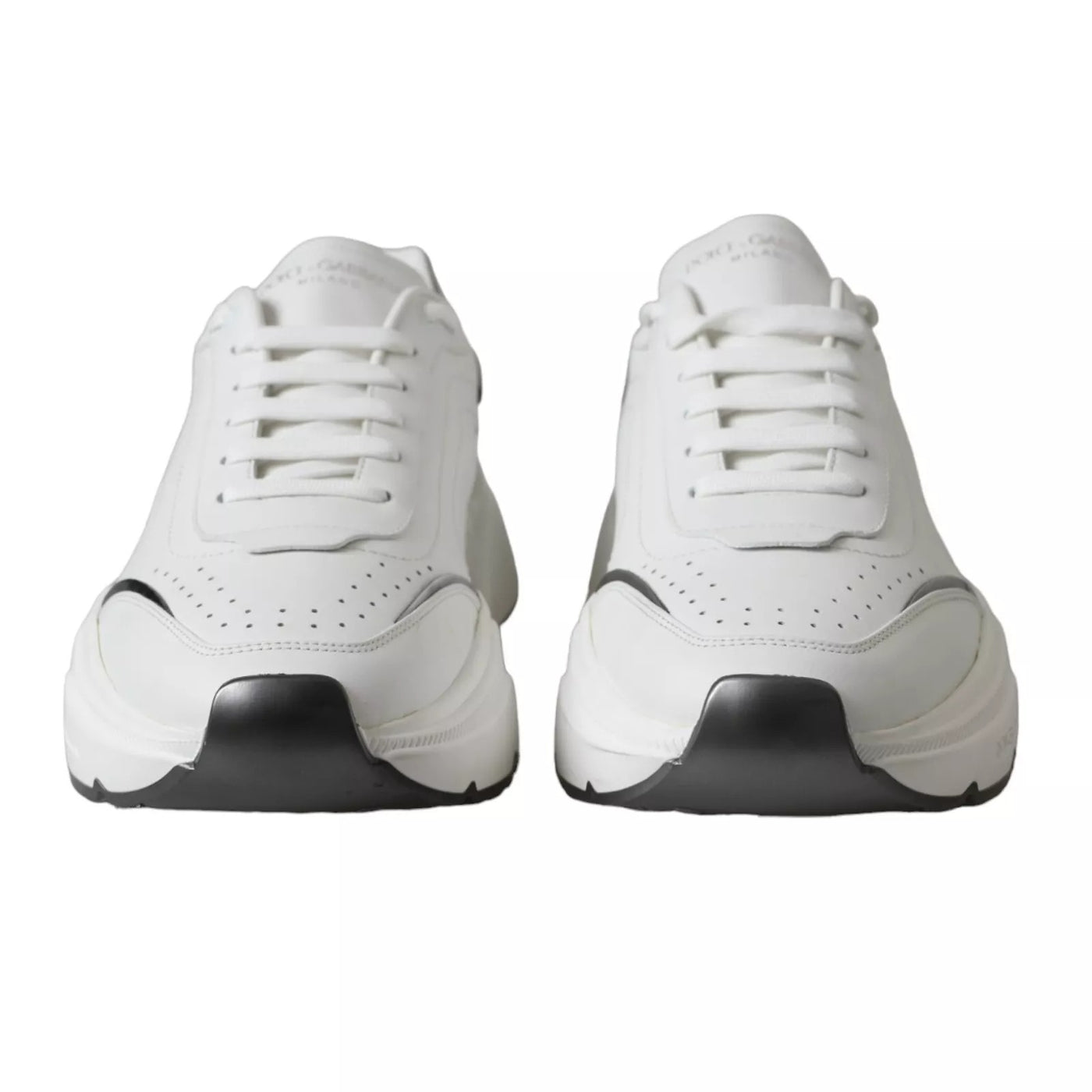 Dolce & Gabbana Weiß Silber Leder Sport DAYMASTER Turnschuhe