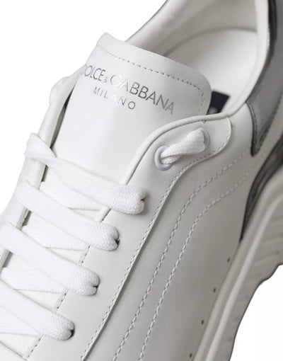 Dolce & Gabbana Weiß Silber Leder Sport DAYMASTER Turnschuhe