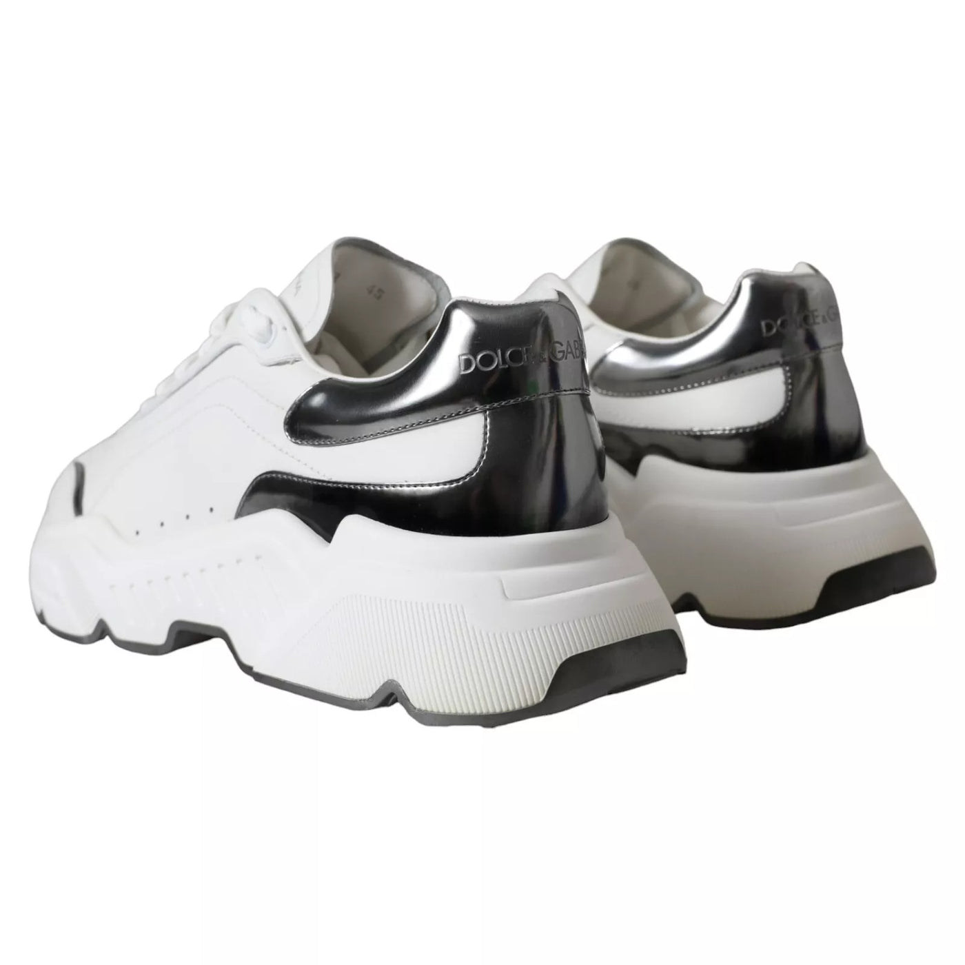 Dolce & Gabbana Weiß Silber Leder Sport DAYMASTER Turnschuhe