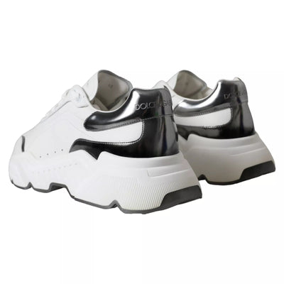 Dolce & Gabbana Weiß Silber Leder Sport DAYMASTER Turnschuhe