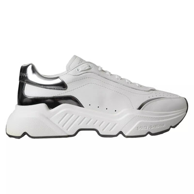Dolce & Gabbana Weiß Silber Leder Sport DAYMASTER Turnschuhe