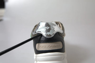 Dolce & Gabbana Weiß Silber Leder Sport DAYMASTER Turnschuhe