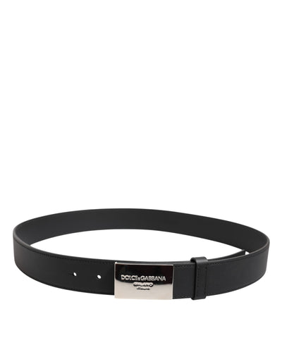 Dolce & Gabbana Schwarzer Leder Gürtel mit klassischer Metall-Logo-Schnalle