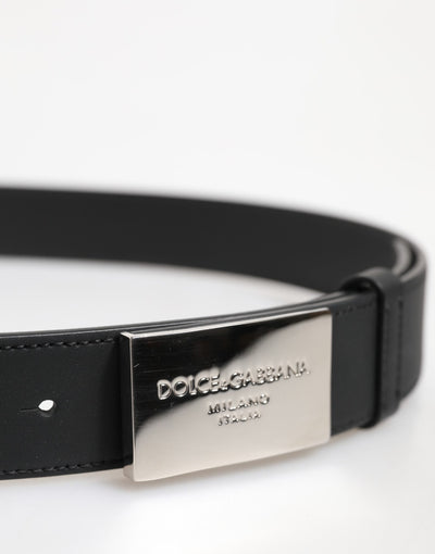 Dolce & Gabbana Schwarzer Leder Gürtel mit klassischer Metall-Logo-Schnalle