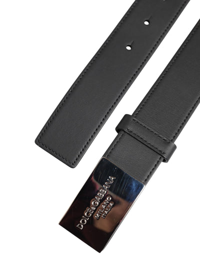 Dolce & Gabbana Schwarzer Leder Gürtel mit klassischer Metall-Logo-Schnalle