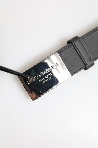 Dolce & Gabbana Schwarzer Leder Gürtel mit klassischer Metall-Logo-Schnalle