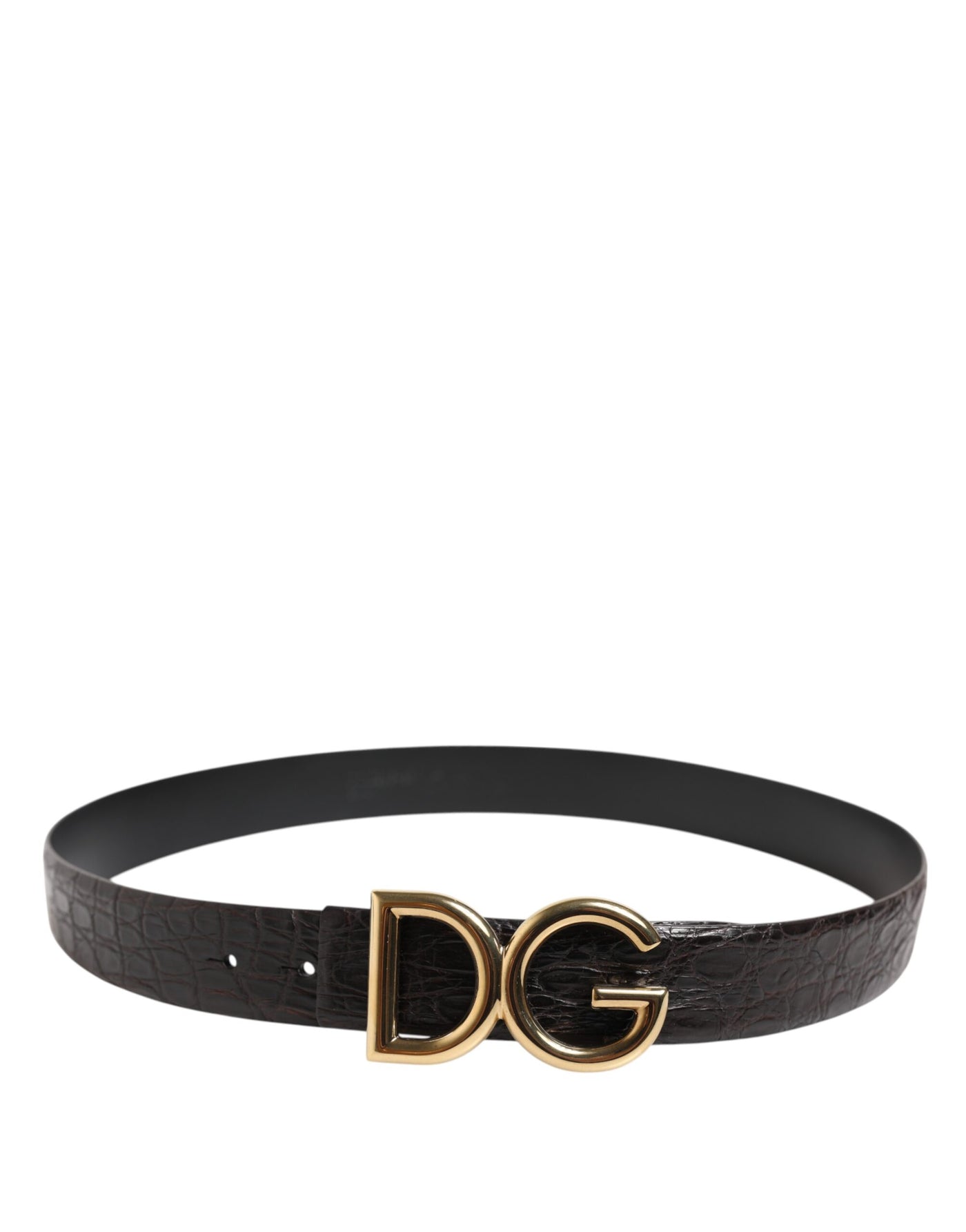 Dolce & Gabbana Schwarzes Exotenleder DG Logo Schnalle Gürtel