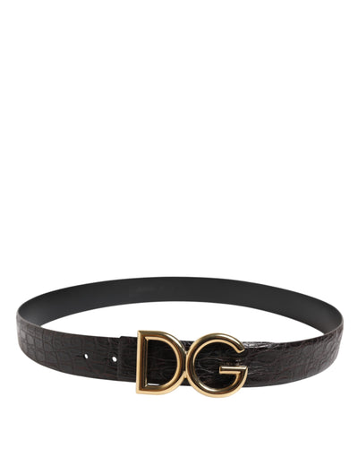 Dolce & Gabbana Schwarzes Exotenleder DG Logo Schnalle Gürtel