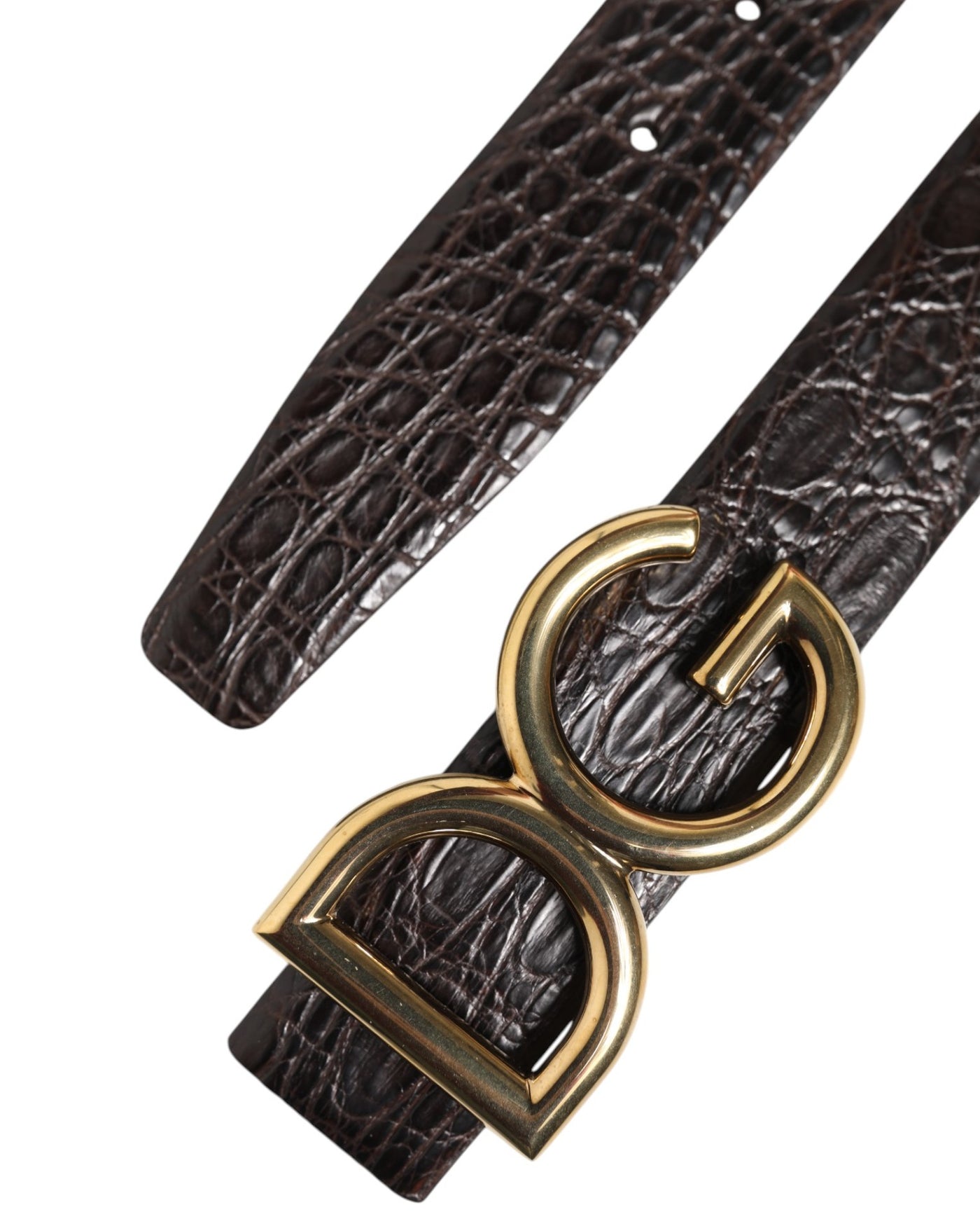 Dolce & Gabbana Schwarzes Exotenleder DG Logo Schnalle Gürtel