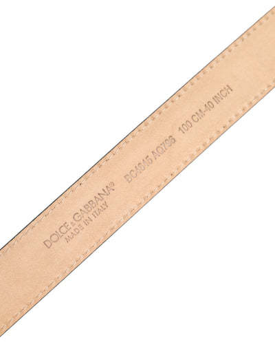 Dolce & Gabbana Metallischer Leder Gürtel mit silberfarbener Logoschnalle