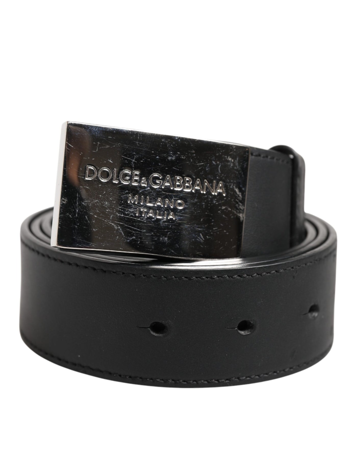 Dolce & Gabbana Schwarzer Leder-Gürtel mit klassischer Metall-Logo-Schnalle