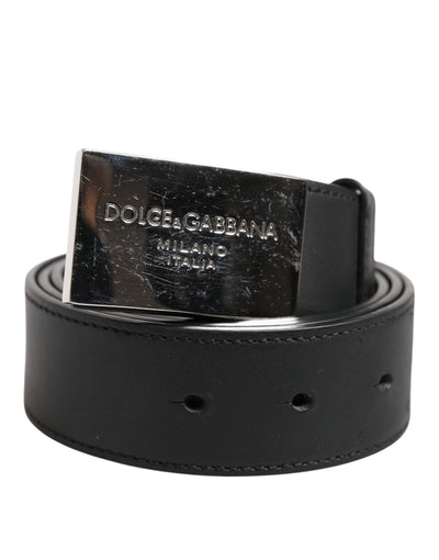 Dolce & Gabbana Schwarzer Leder-Gürtel mit klassischer Metall-Logo-Schnalle