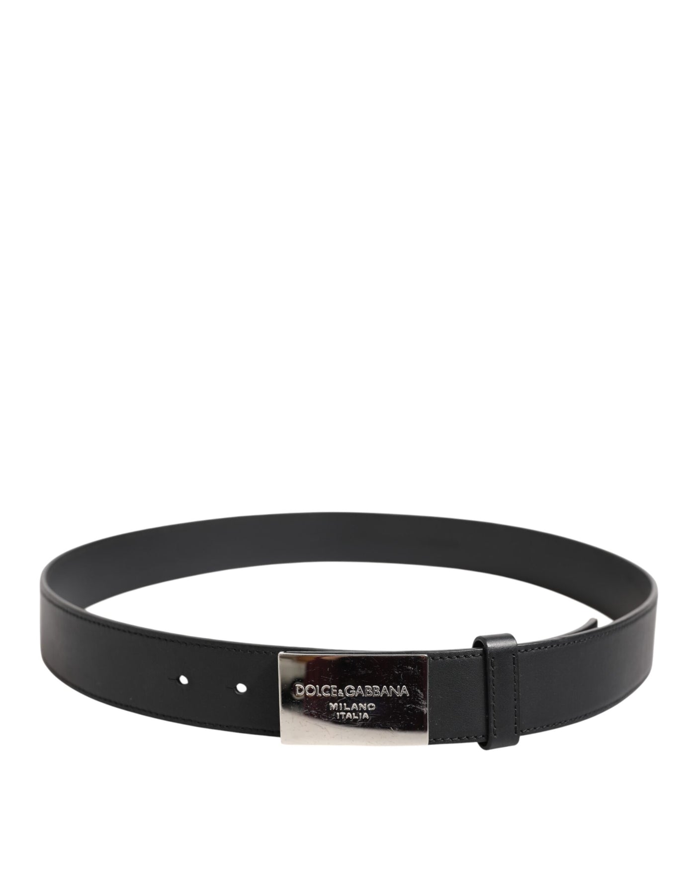 Dolce & Gabbana Schwarzer Leder-Gürtel mit klassischer Metall-Logo-Schnalle