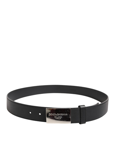Dolce & Gabbana Schwarzer Leder-Gürtel mit klassischer Metall-Logo-Schnalle