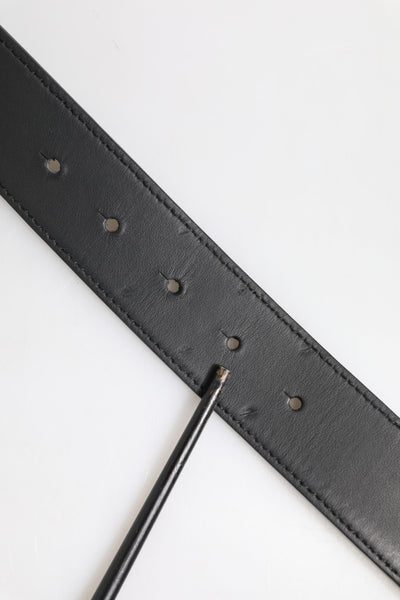 Dolce & Gabbana Schwarzer Leder-Gürtel mit klassischer Metall-Logo-Schnalle