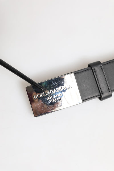 Dolce & Gabbana Schwarzer Leder-Gürtel mit klassischer Metall-Logo-Schnalle