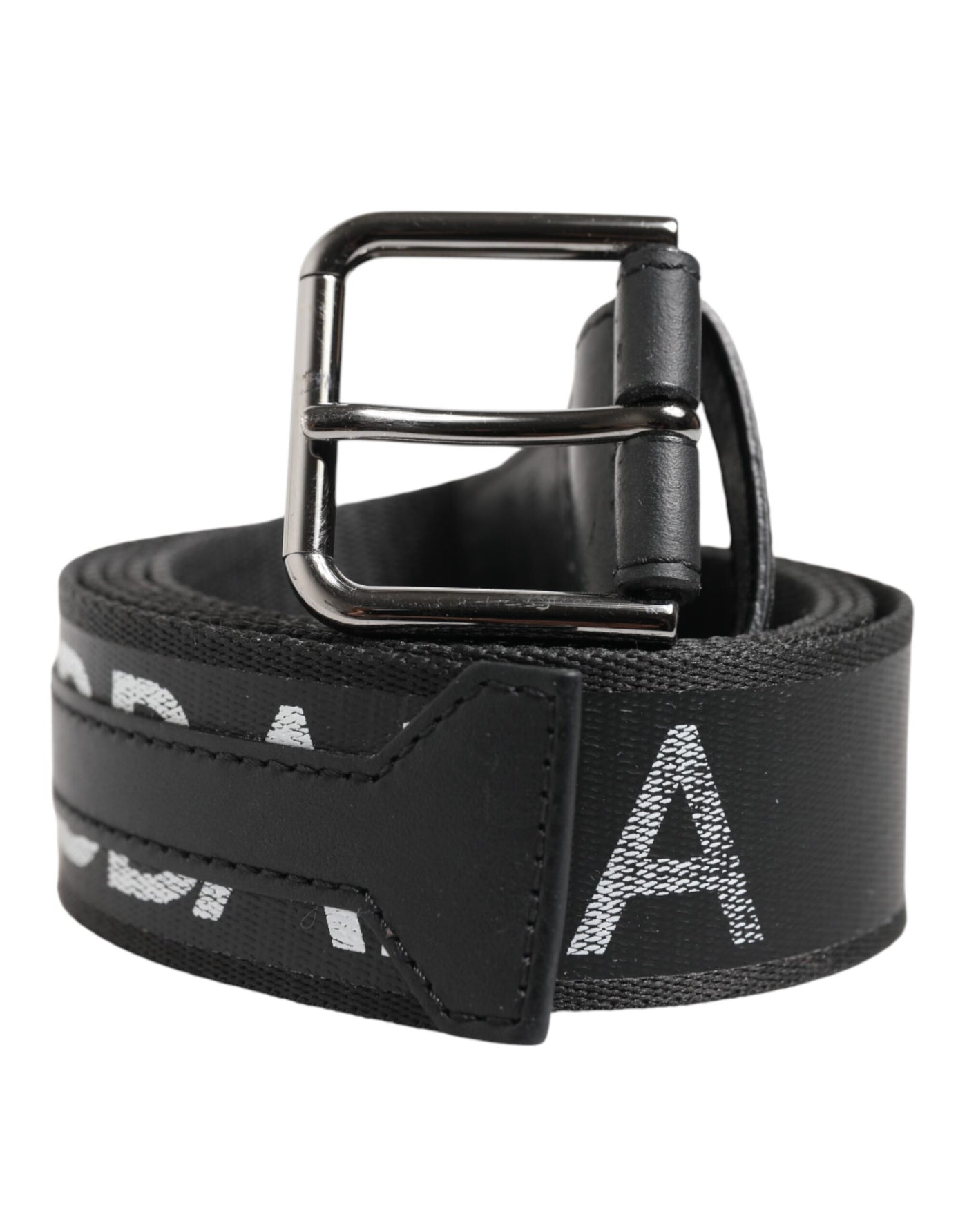 Dolce & Gabbana Schwarzer Polyester-Leder-Gürtel mit Metallschnalle