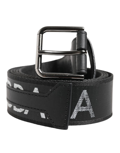 Dolce & Gabbana Schwarzer Polyester-Leder-Gürtel mit Metallschnalle