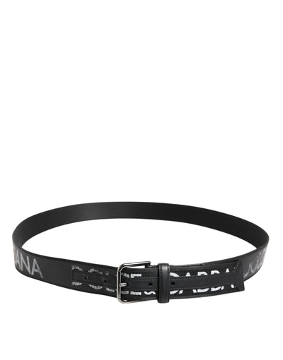 Dolce & Gabbana Schwarzer Polyester-Leder-Gürtel mit Metallschnalle