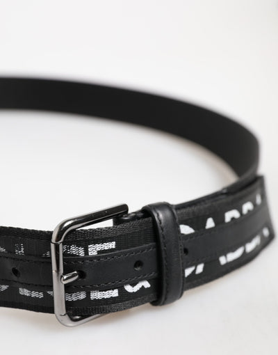 Dolce & Gabbana Schwarzer Polyester-Leder-Gürtel mit Metallschnalle
