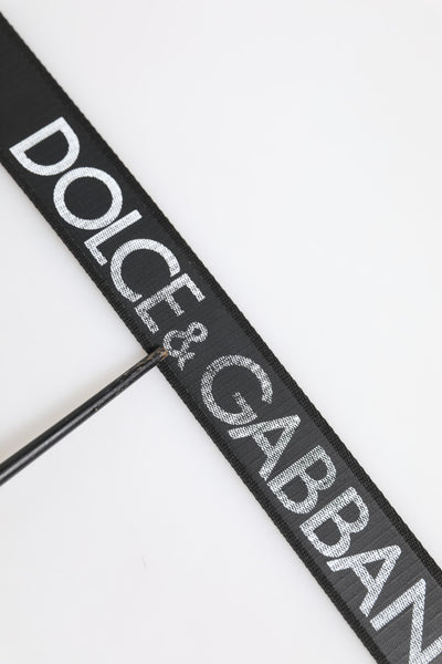 Dolce & Gabbana Schwarzer Polyester-Leder-Gürtel mit Metallschnalle