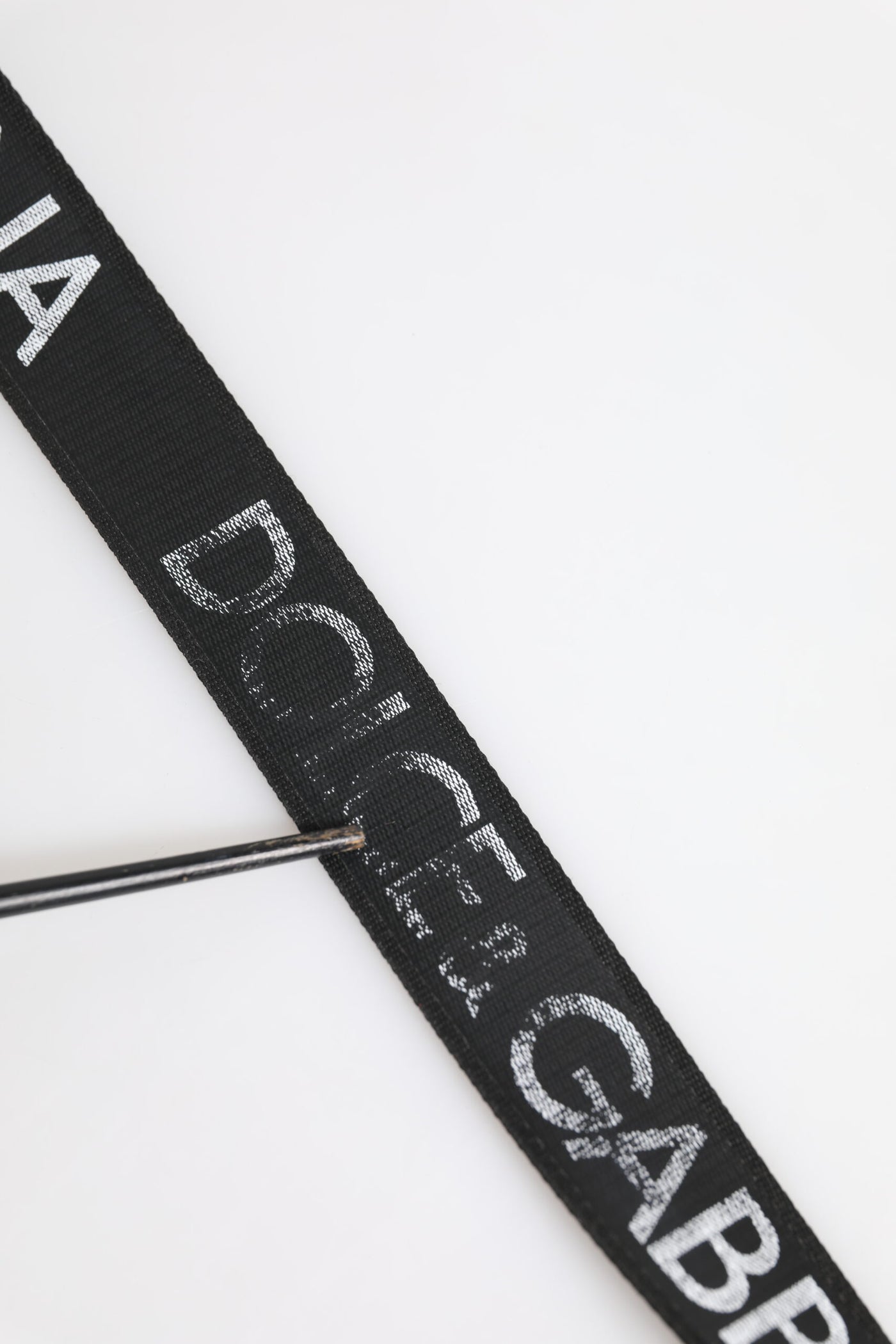 Dolce & Gabbana Schwarzer Polyester-Leder-Gürtel mit Metallschnalle