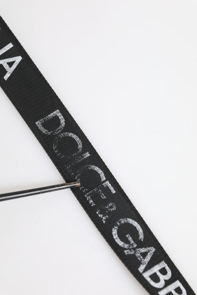 Dolce & Gabbana Schwarzer Polyester-Leder-Gürtel mit Metallschnalle
