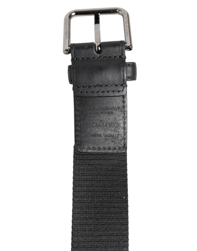 Dolce & Gabbana Schwarzer Polyester-Leder-Gürtel mit Metallschnalle
