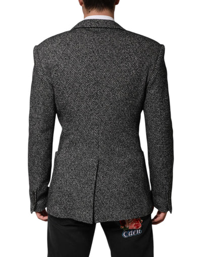 Dolce & Gabbana Schwarz Weiß Zweireiher Männer Anzug Blazer