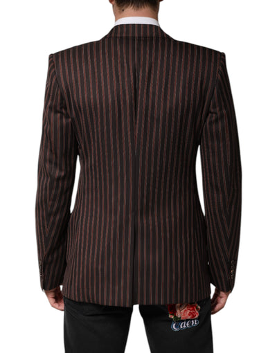 Dolce & Gabbana Schwarzbraun gestreifter einreihiger Blazer