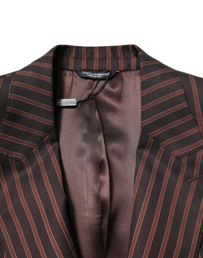 Dolce & Gabbana Schwarzbraun gestreifter einreihiger Blazer