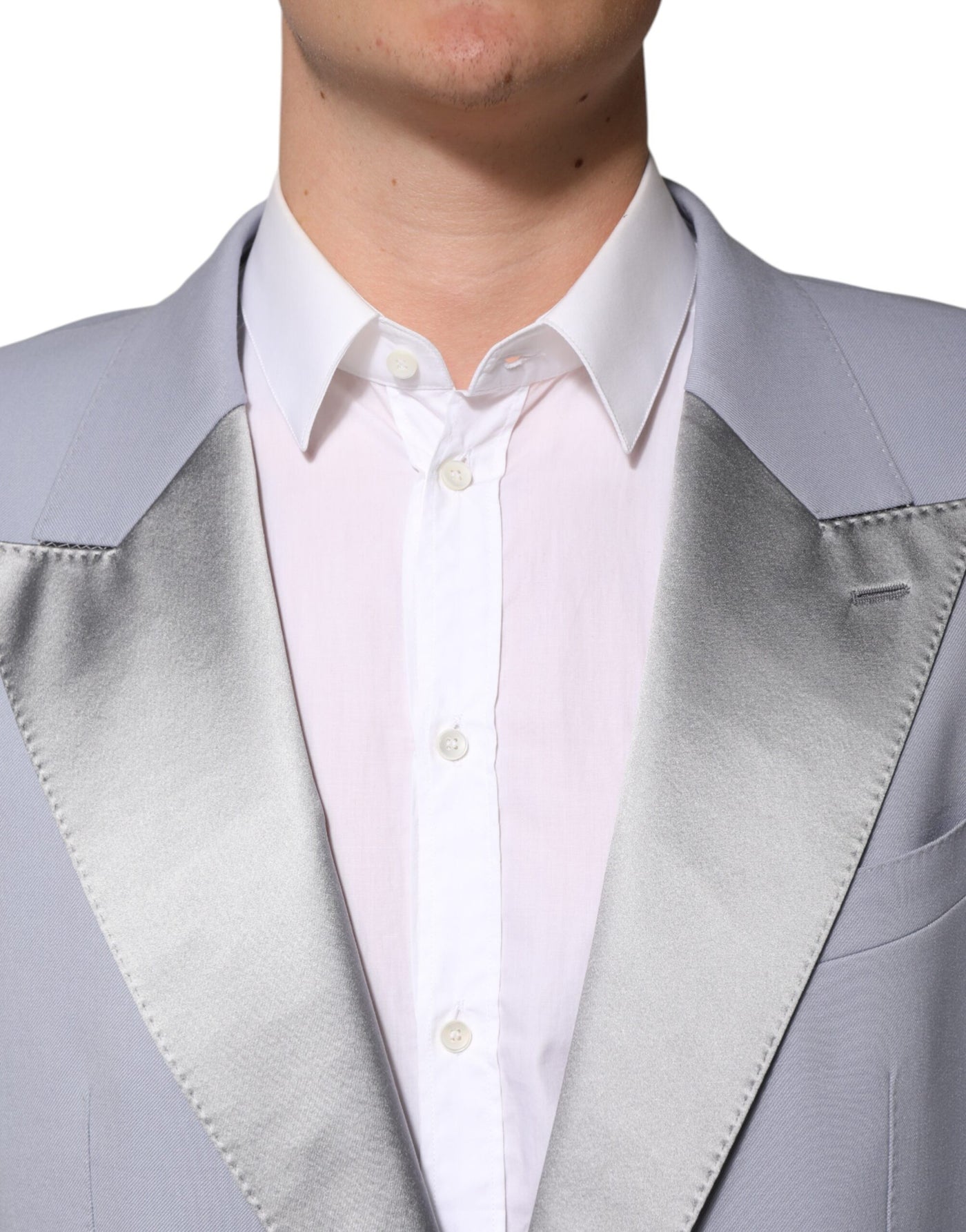 Dolce & Gabbana Grauer einreihiger Herren Anzug Blazer aus Wolle