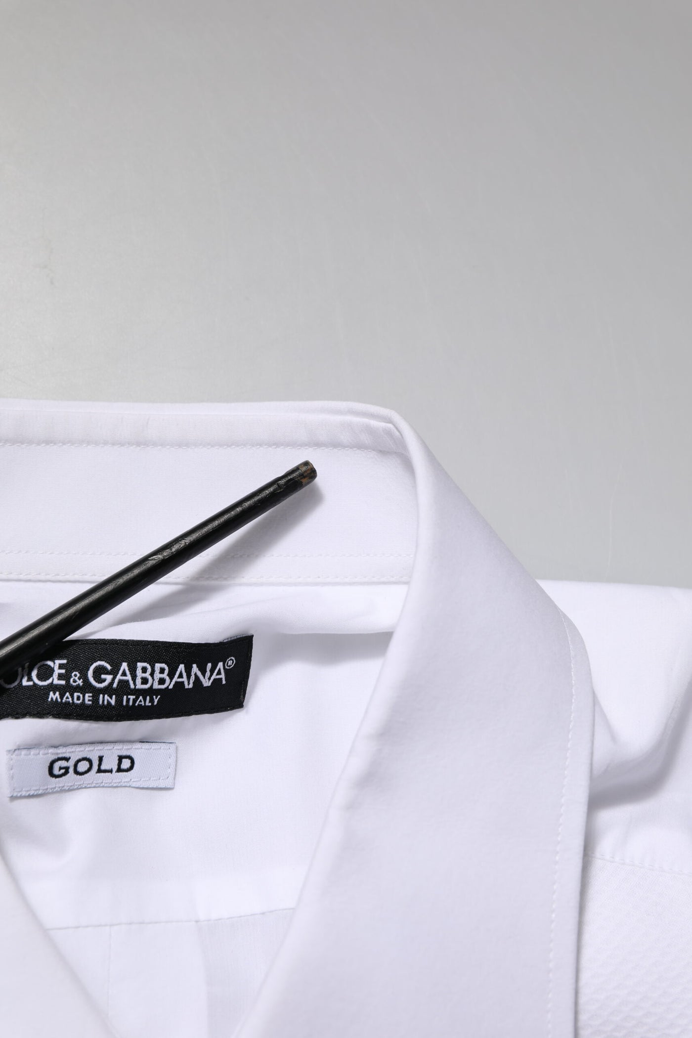 Dolce & Gabbana Weißes Lätzchen Baumwolle Popeline GOLD Herren Hemd