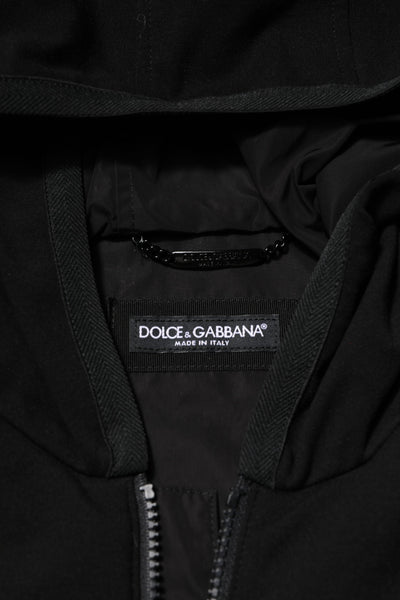 Dolce & Gabbana Schwarze ärmellose Jacke mit Kapuze und Logo-Plakette