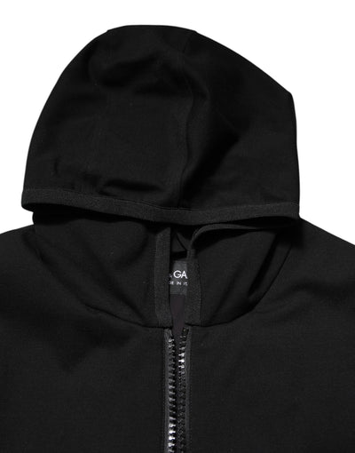 Dolce & Gabbana Schwarze ärmellose Jacke mit Kapuze und Logo-Plakette