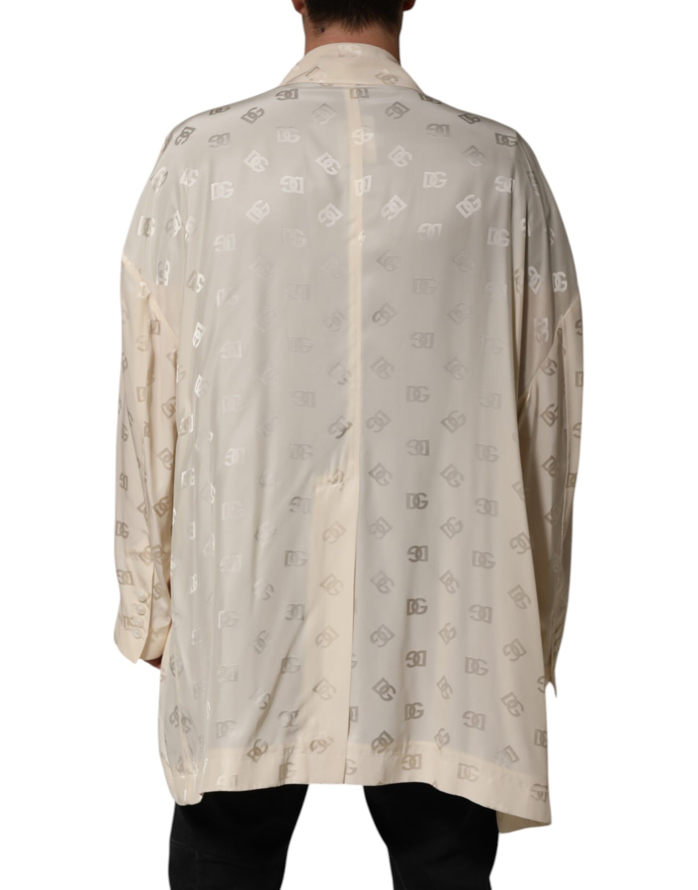 Dolce & Gabbana Beige Polyester Logo Monogramm Mantel Jacke