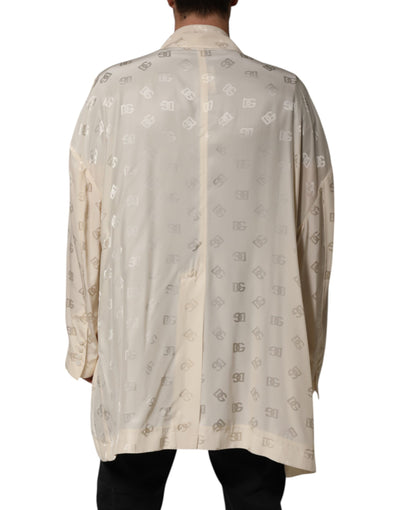 Dolce & Gabbana Beige Polyester Logo Monogramm Mantel Jacke