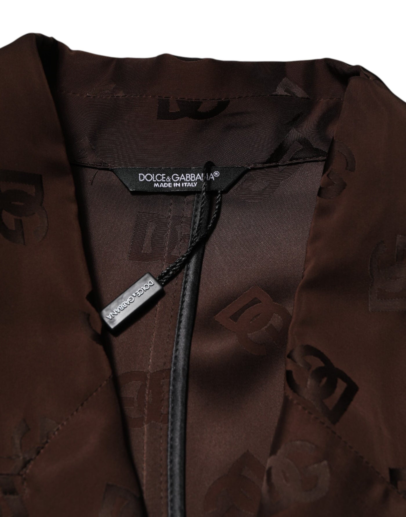 Dolce & Gabbana Brauner Polyester Logo Monogramm Mantel Jacke
