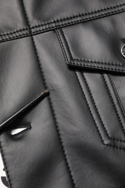 Dolce & Gabbana Schwarze Bikerjacke aus Polyester mit Knopfverschluss