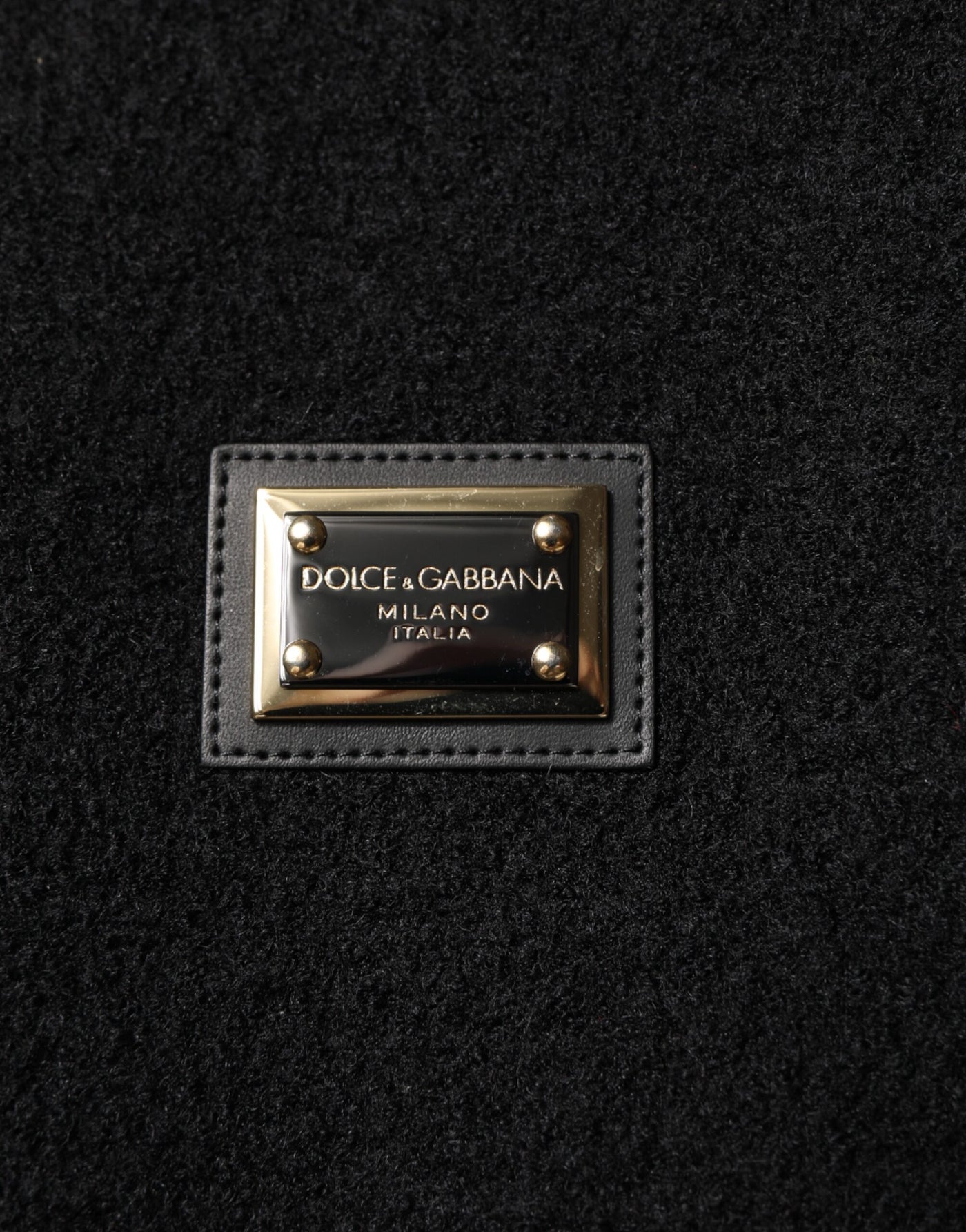 Dolce & Gabbana Schwarze Bomberjacke mit Logo-Plakette aus Wolle