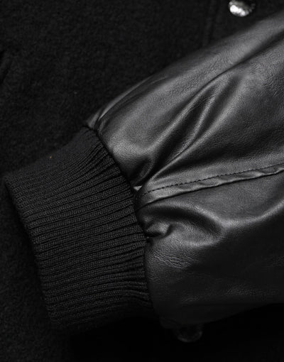 Dolce & Gabbana Schwarze Bomberjacke mit Logo-Plakette aus Wolle