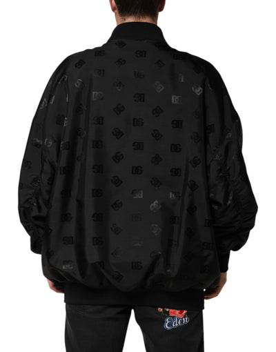 Dolce & Gabbana Schwarze Cargo Windbraker Logo Mania Jacke