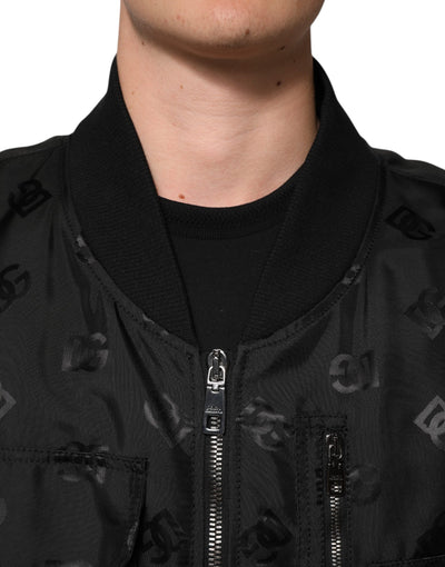 Dolce & Gabbana Schwarze Cargo Windbraker Logo Mania Jacke