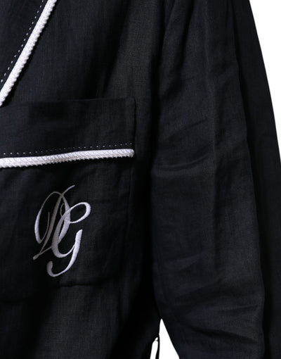 Dolce & Gabbana Dunkelblaue DG-Stickereijacke Robe Blazer