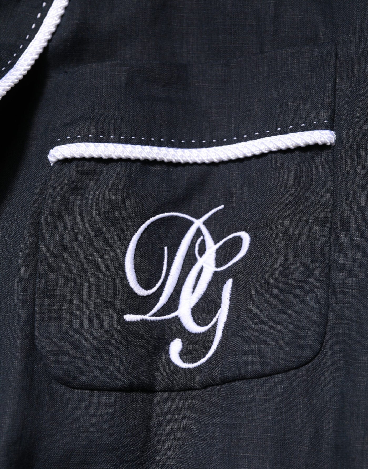 Dolce & Gabbana Dunkelblaue DG-Stickereijacke Robe Blazer
