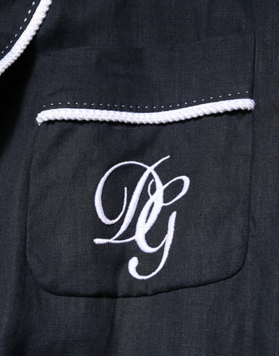 Dolce & Gabbana Dunkelblaue DG-Stickereijacke Robe Blazer