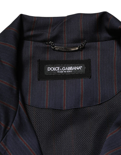 Dolce & Gabbana Blau-rot gestreifte Logo-Plakette Full Zip Jacke