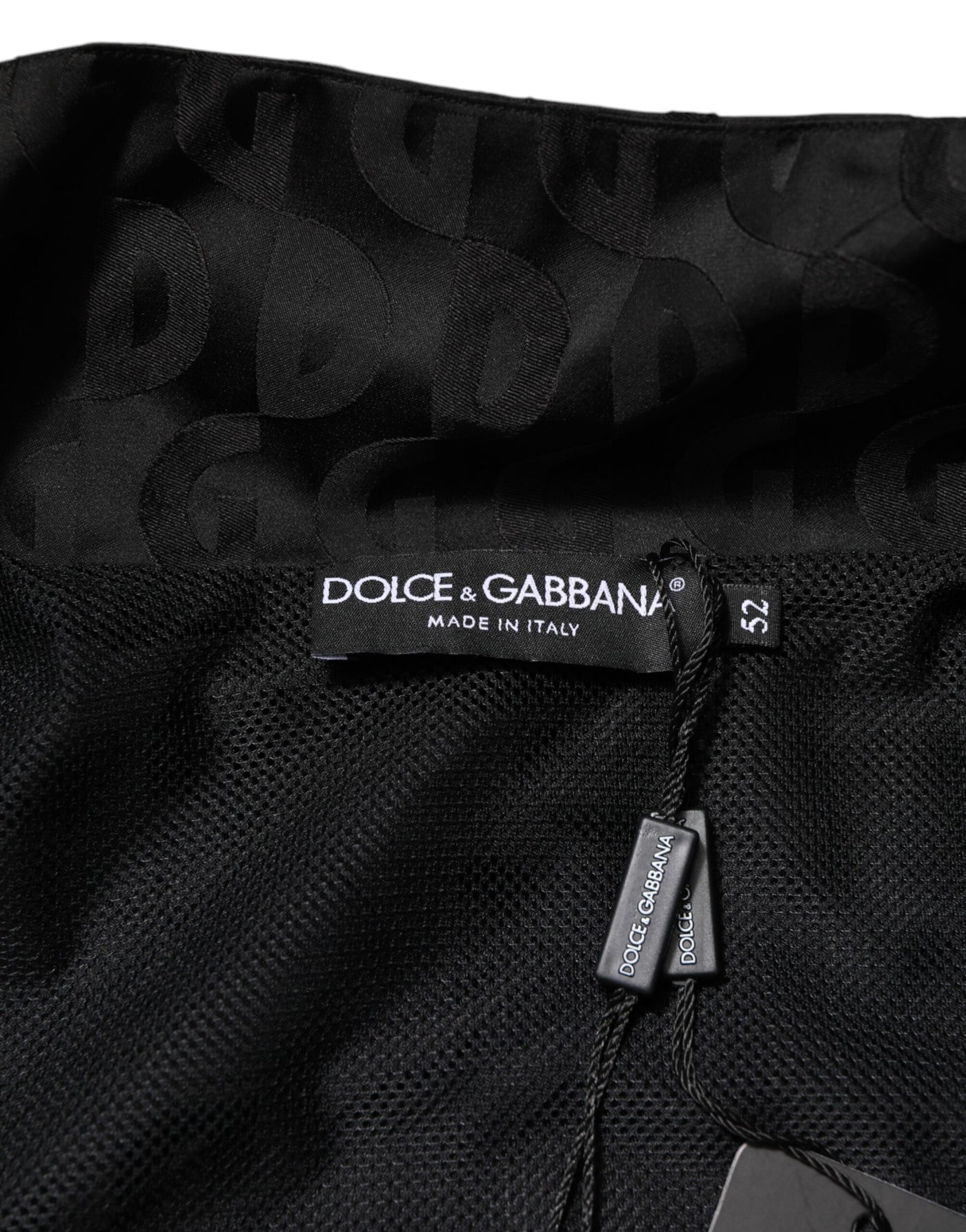 Dolce & Gabbana Schwarzer Jacquard-Männer-Bomberpullover mit Reißverschluss